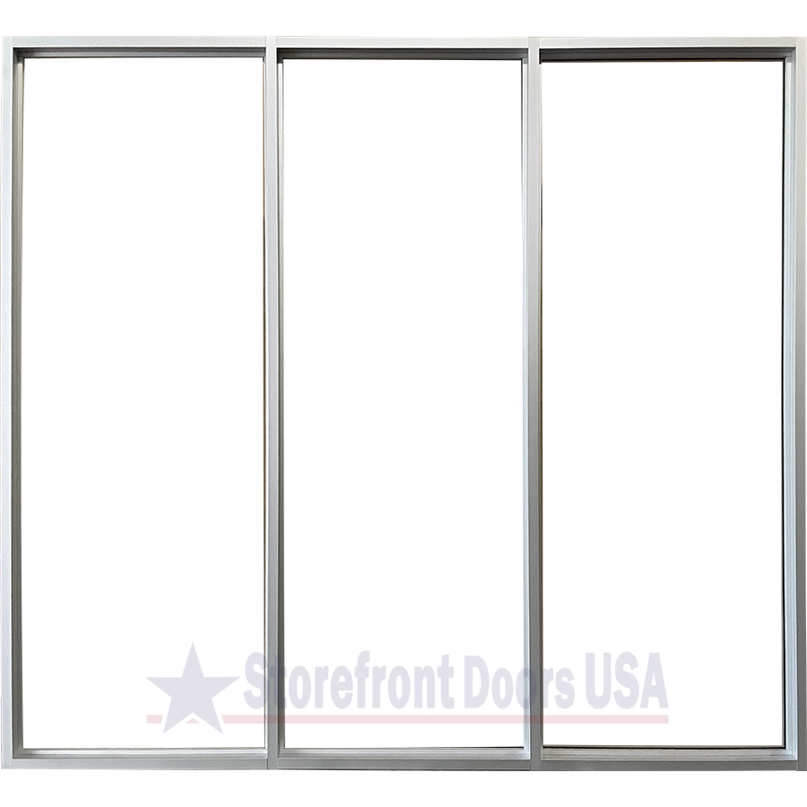 3-panel storefront glass windows – clear aluminum